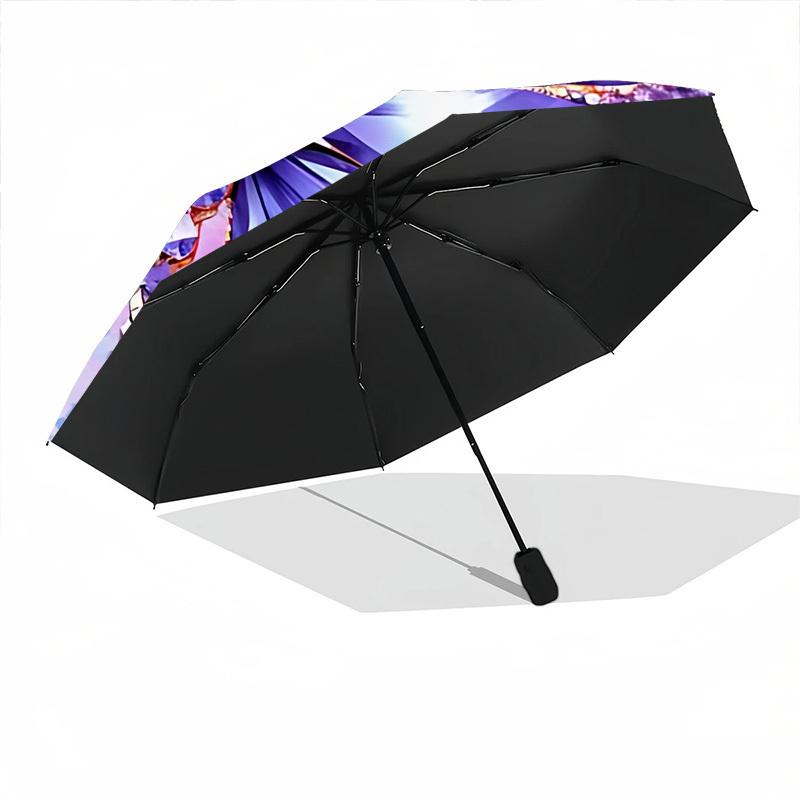 1pc Purple Butterfly Automatic Open/Close Folding Umbrella - Compact 8-Rib Design, Daily Use, Perfect Gift for Friends & Family Yy260327089