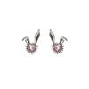 Stylish Exquisite Playful Rabbit Ears Heart-Shaped Gemstone Stud Earrings Unique Creative Fashion Design Earrings