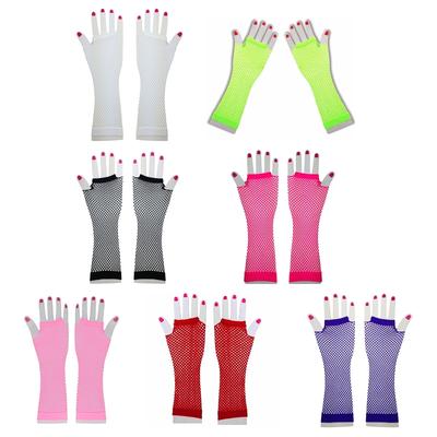 Ladies Rock Punk Rock Fishnet Short Gloves 1 Pair Neon Colours Fingerless Mesh Mitten for Cosplay Party Christmas Party