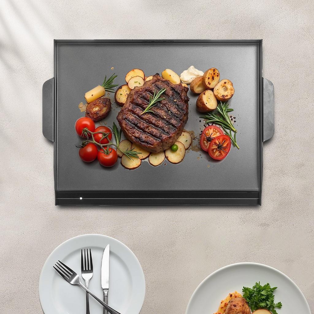 VEVOR Carbon Steel Griddle, 22x16 inch Universal Flat Top Rectangular Plate, Gas Grill Griddle for BBQ Grill, Teppanyaki, Portable Family Cookware