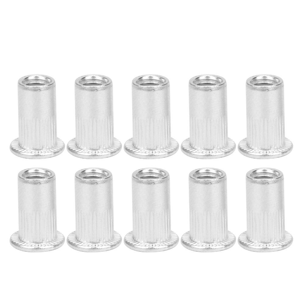 50pcs Durable Threaded Insert Nuts Flat Head Rivet Nut Inserts Industrial Use