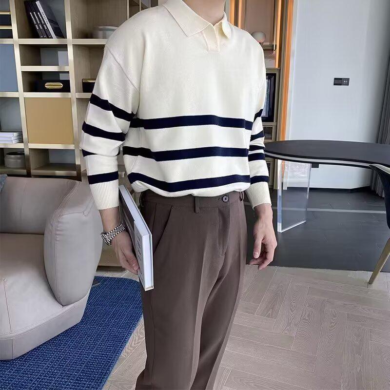 Men's Slim Lapel Knitwear: Versatile Casual Sweater for Spring and Autumn