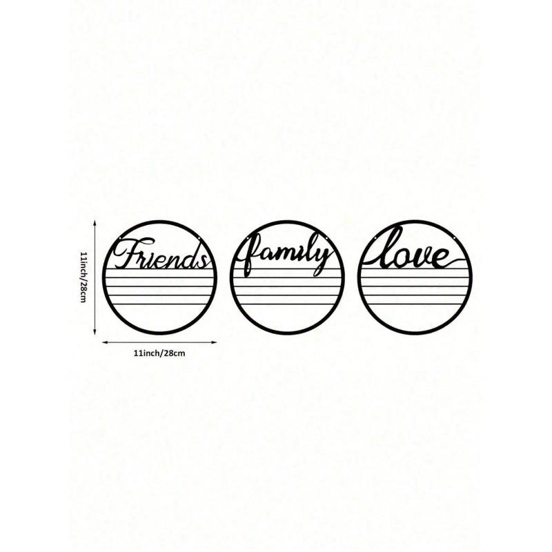 3 Piece Round Metal Wall Art Set Inspirational Quote Signs Rustproof Home Decor Gift разноцветный
