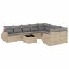 Vidaxl 10-Cz. Garden Furniture Set With Cushions, Beige, Poly Rattan