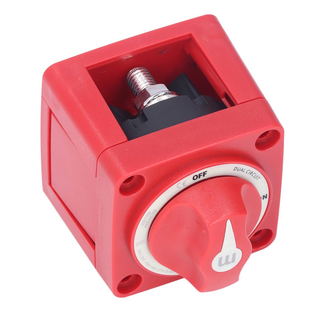 300A Battery Knob Switch Dual Circuit 4 Wires Ignition Protection Removable IP66 Waterproof for Yachts RVs