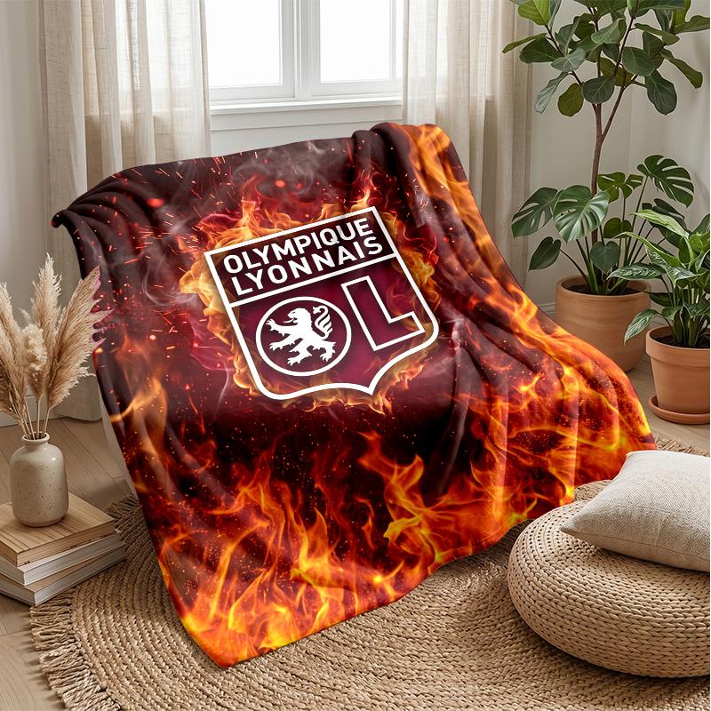 Lyon FC Soft Flannel Fleece Blanket Lightweight Cozy Warm Throw Blanket For Sofa Bed Home Decor