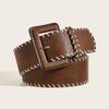 Retro PU Leather Waistband Harajuku Western Cowboy Belt Personality Vintage Wide Belt  Women