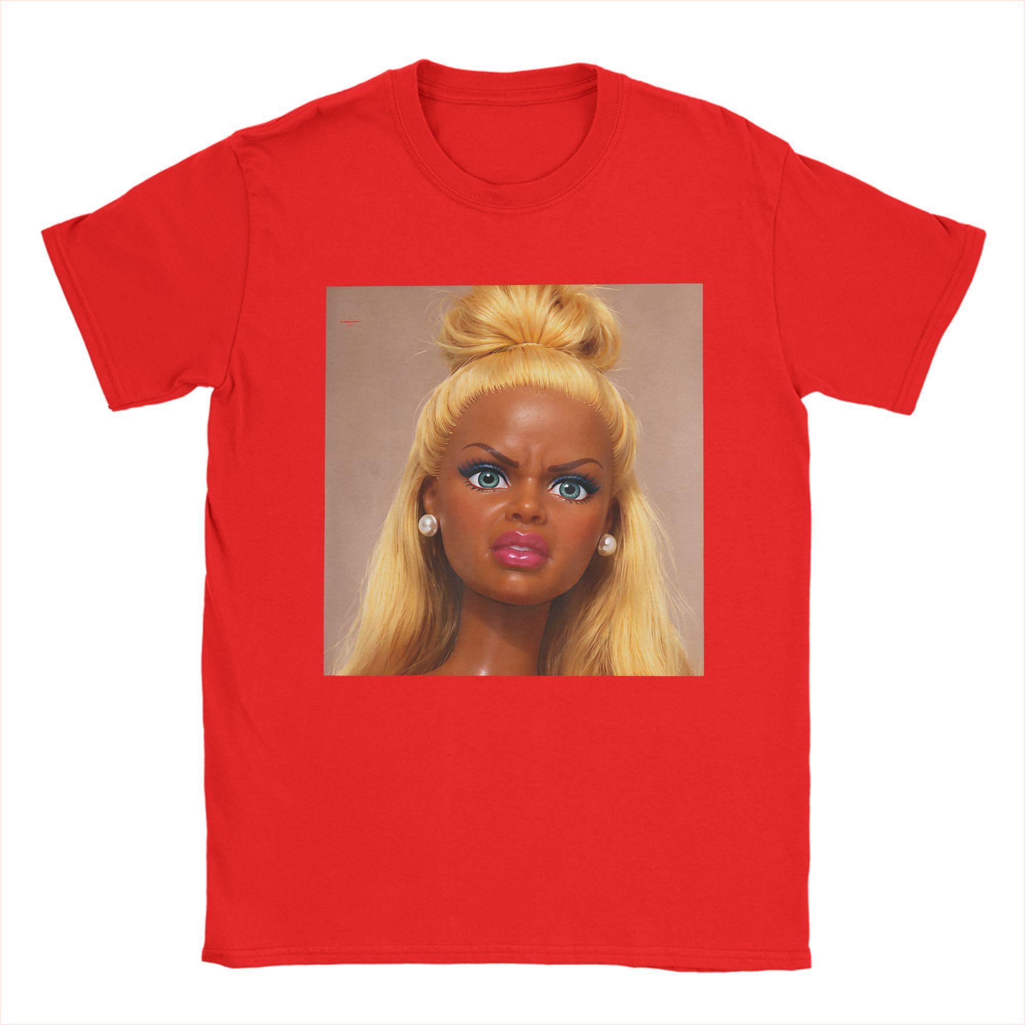 Harajuku TShirt Beach Angry Disgusted Black Doll Face Meme Trending TShirts Reaction Meme Funny  100 Cotton Tshirt for Unisex Tee S