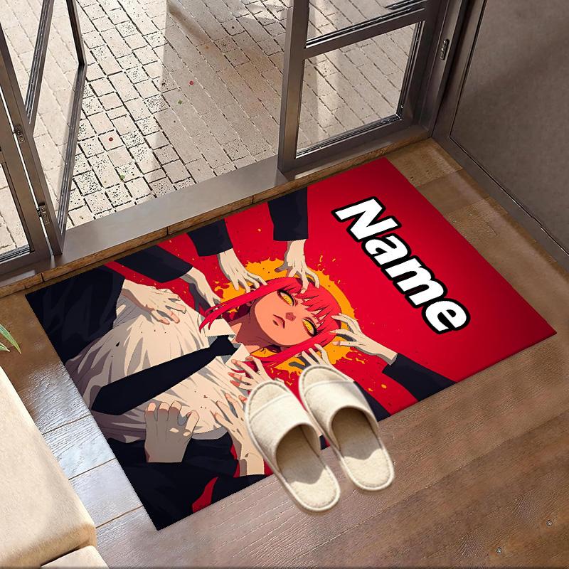 Custom Name Personalized Makima Chainsaw Man Print Carpet, Versatile Home Decor Rug, for Playroom, Apartment, Balcony, Entryway, Hallway Gift