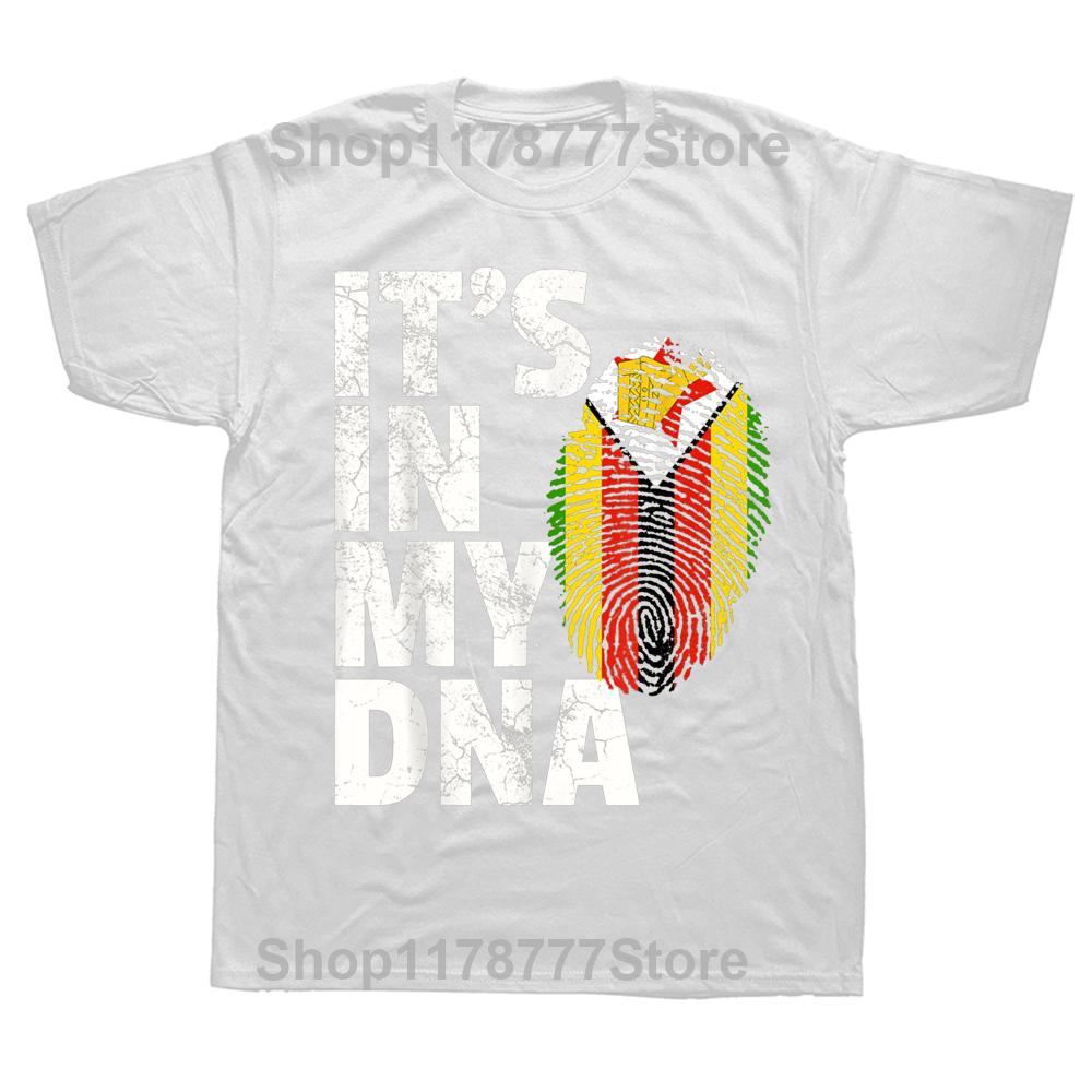 ITS IN MY DNA Zimbabwe Flag Official Pride Country T Shirts Graphic Cotton Streetwear Short Sleeve Birthday Gifts Tshirt Men