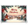 Mocsicka Merry Christmas Background Photography House Small Bell Snowflake Xmas Tree Decorations Party Backdrop Photocall Banner
