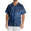 Men's Printing Short Sleeve V-neck Working Blouse Chest Pocket Carer Top