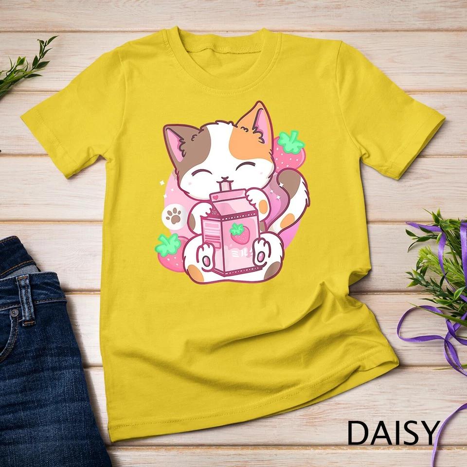 Strawberry Shake Strawberry Milk Cat Kawaii Neko Anime Girls Unisex T-shirt 3 M