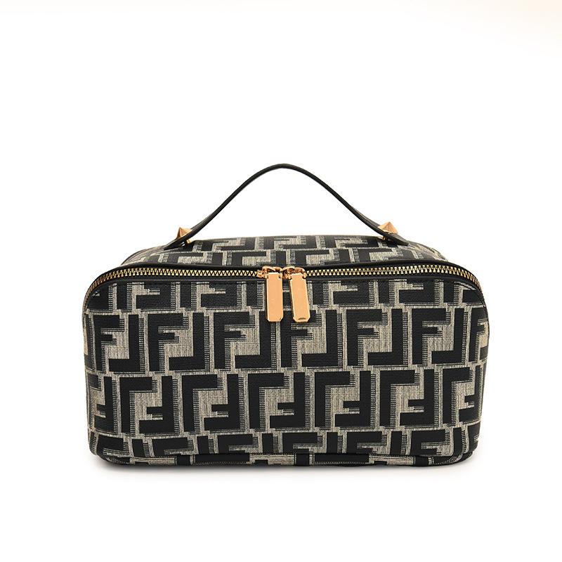 Handliche Kosmetiktasche Damen große Kapazität tragbar Reise Hautpflegeprodukte Wasch-Aufbewahrungstasche Make-up-Pinsel schwarz