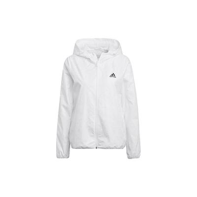 Solid Logo Weave Zip Hooded Jacket Women Outerwear White GQ0615