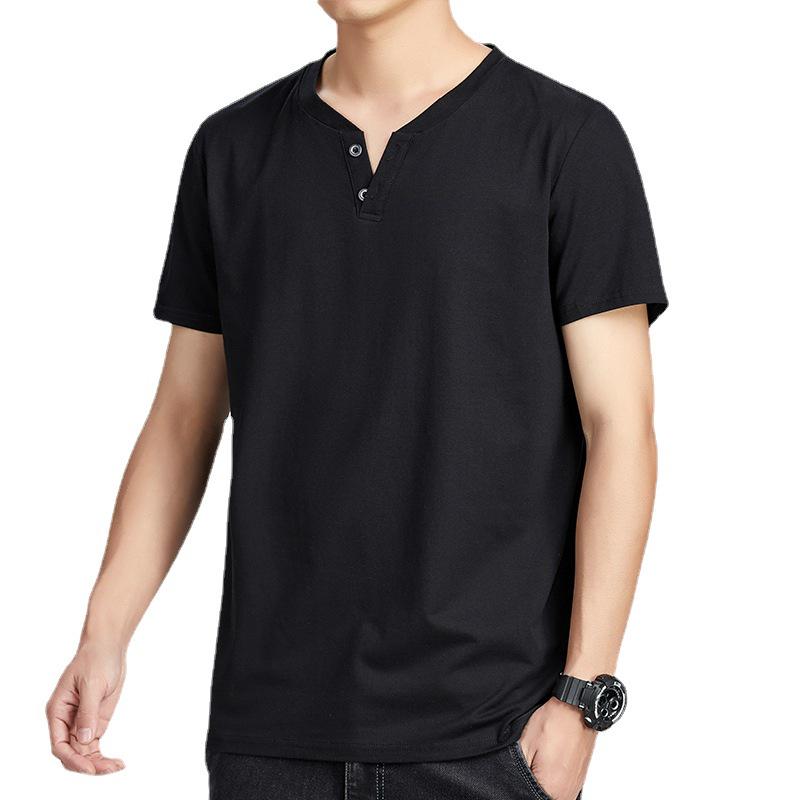 Men's Solid Color V-Neck Short Sleeve Summer T-Shirt