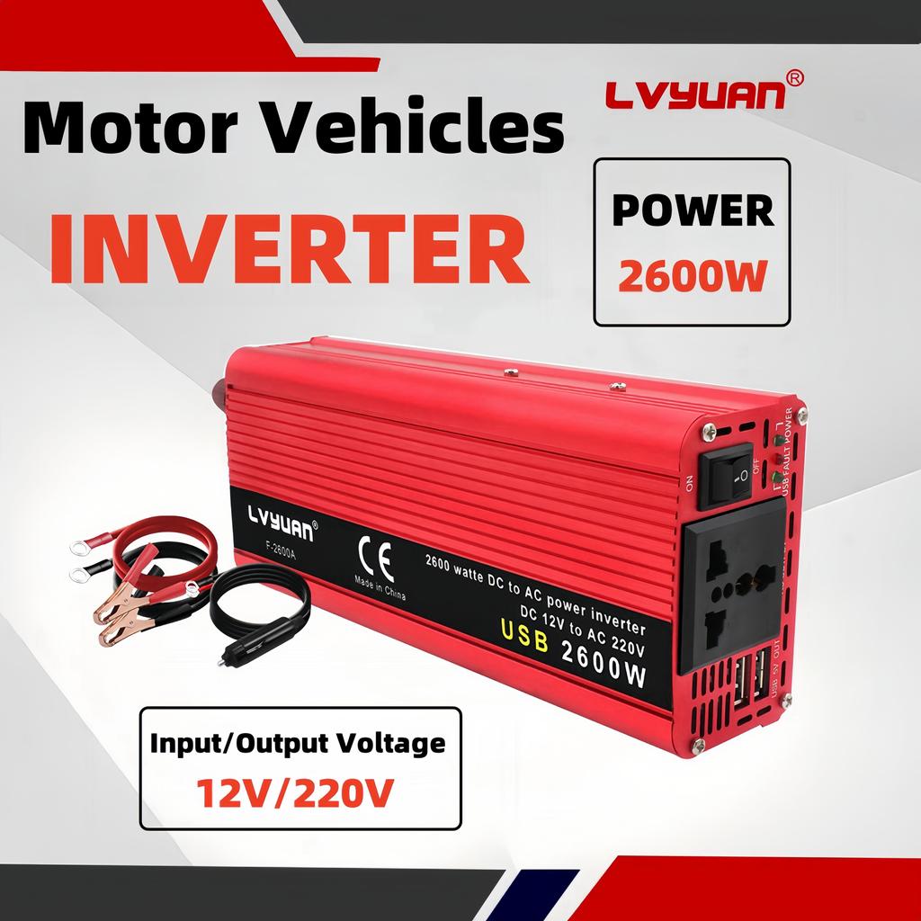 2600/2000/1500 W (Vrchol) Automobilové měniče napětí 12 V až 230 V, jmenovitý výkon 1000/800/500 W, pro vozidla, obytné vozy a nákladní vozy