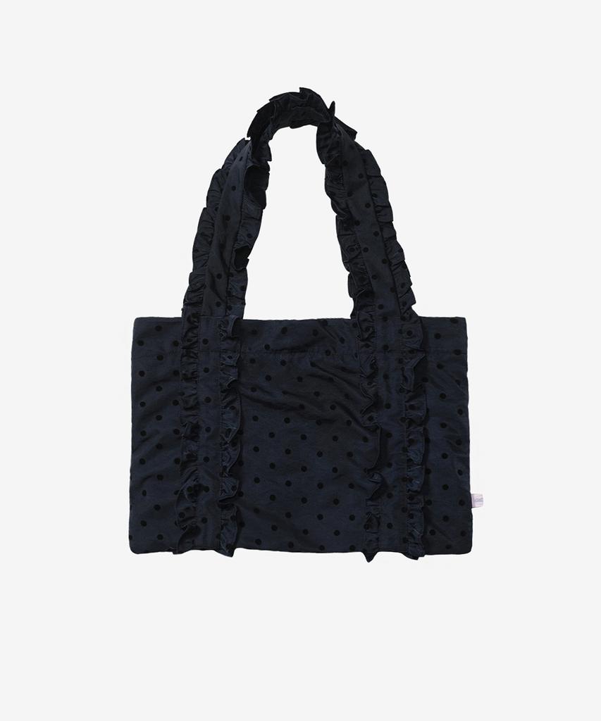 Kimimi Big Frill Dot Medium Shoulder Bag Deep Navy