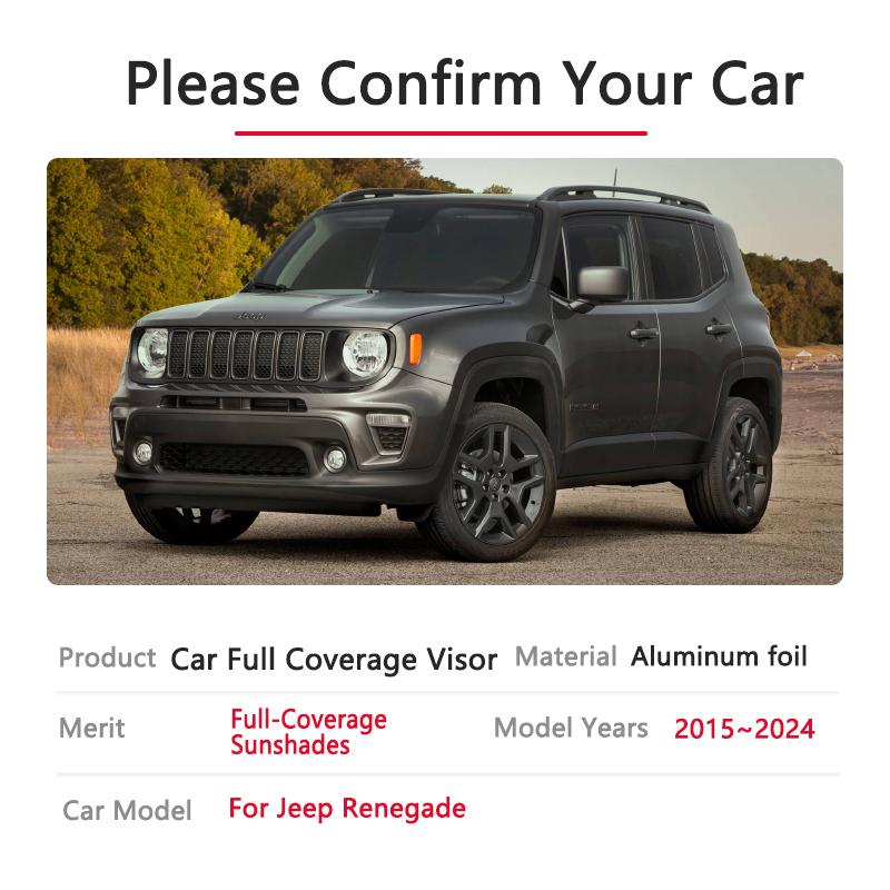 For Jeep Renegade 2015~2024 2017 2023 Car Sunshade Auto Window Curtains Sun Protection Stickers Sunshading Board Accessories Re1