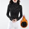 Women's High-Neck Silk Base Layer Top - Slim Fit, Plus Velvet, Thickened, Stylish Body Shaping for Autumn and Winter.