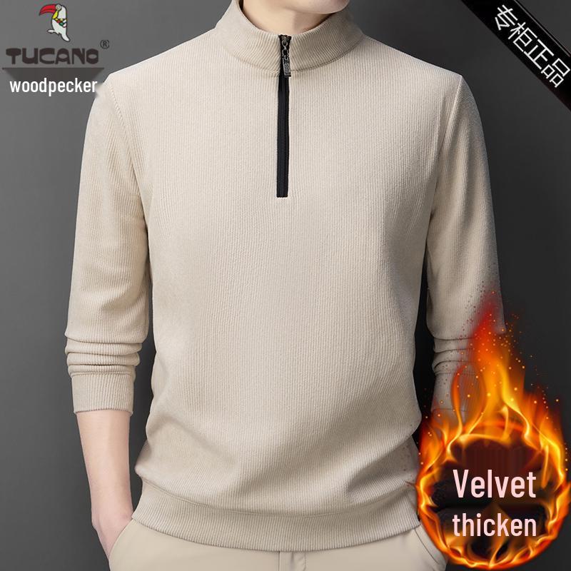 Woodpecker Men s Winter Stand Collar Cotton Velvet Hoodie 4XL (185-200 Jin)