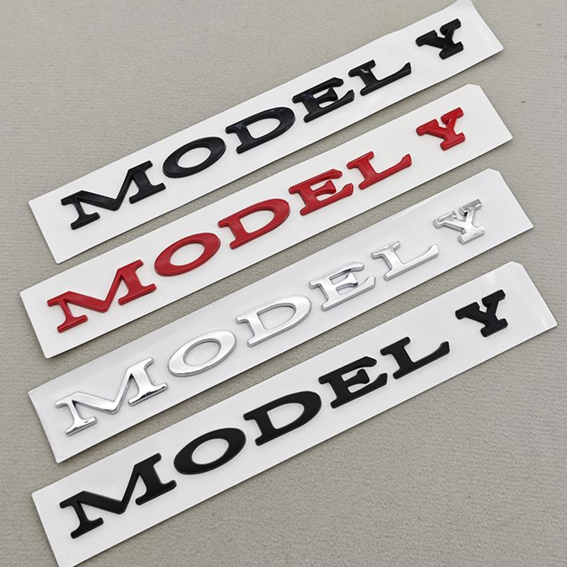 3D ABS Chrome Black Car Rear Trunk Badge Logo MODEL Y Letters Emblem Decals For Tesla MODEL Y Auto Exterior Accessories