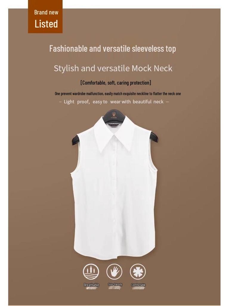 Women's 2025 Autumn/Winter Versatile Sleeveless Sweater Vest with Pointed Collar Temperament White Base Shirt
