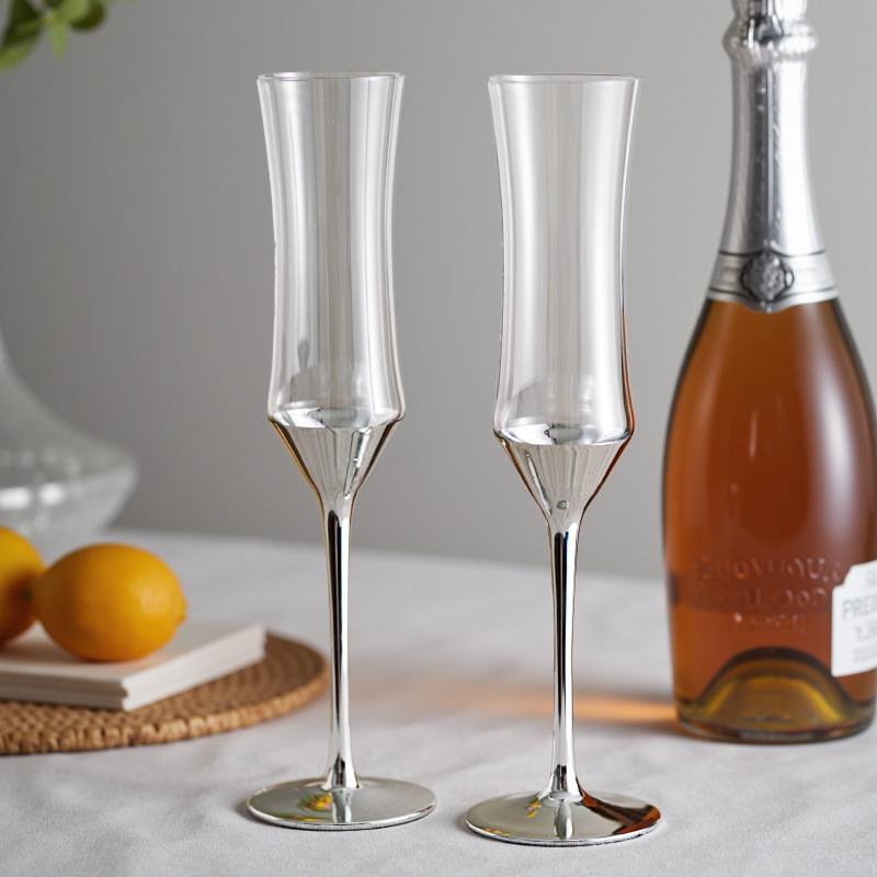 Waist Up High Footed Glass Champagne Glass with High Aesthetic Value Electroplated Sparkling Glass Cocktail Glass Red Wine Glass