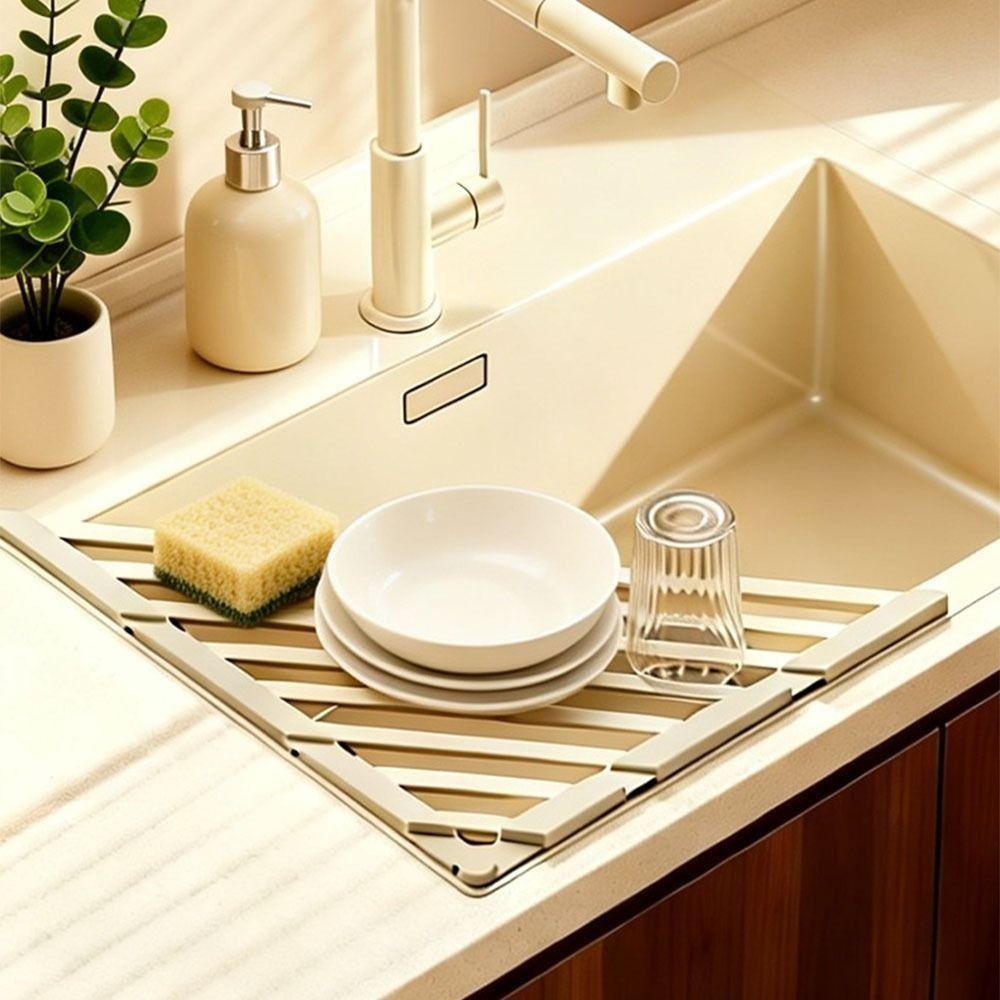 Rustproof Kitchen Sink Organizer Roll Up Sink Drainer Multipurpose Foldable Drain Rack  Sink Corner