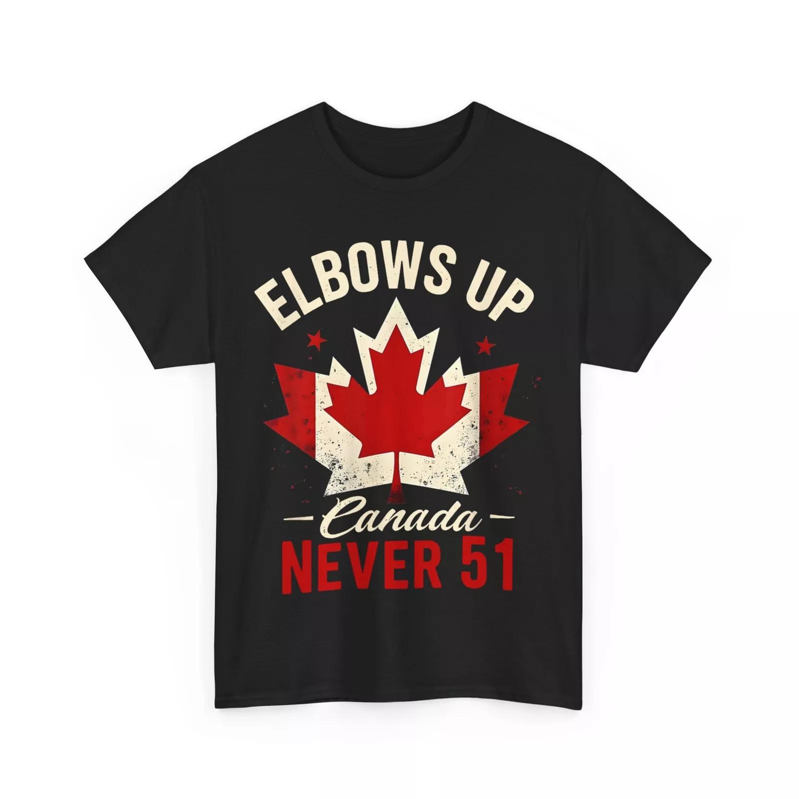 Canada T-shirt, Elbows Up Canada Never 51 Canada Flag Shirt M