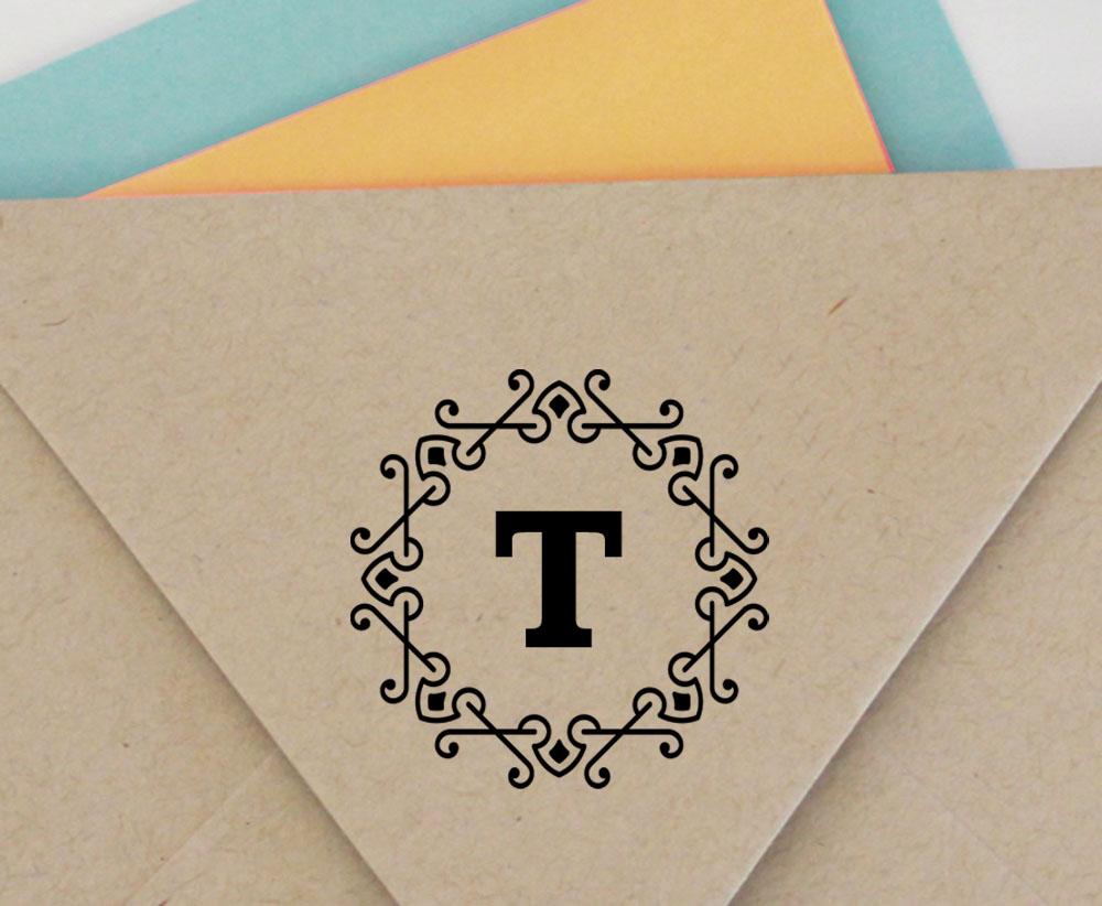 Printtoo Alphabet T Monogram Octagon Celtic Swirl Frame Self Inking Rubber Stamp Office