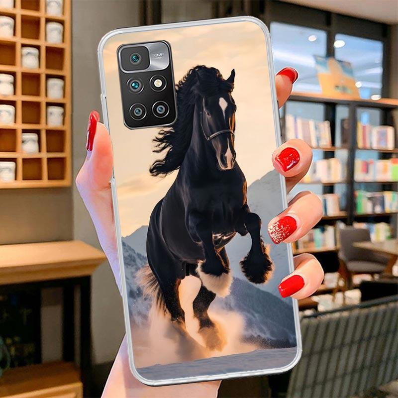 Animal Black Horse Cover Phone Case For Xiaomi Poco F7 Ultra X7 X6 X5 Pro M7 Redmi 15C 15 13C 13 12C 12 10C 10 9A 9C 9T 9 Shell