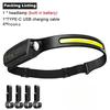 USB Rechargeable LED Sensor Headlamp Built-in Battery Head Flashlight Headlight Led Head Torch Camping Fishing Search Light