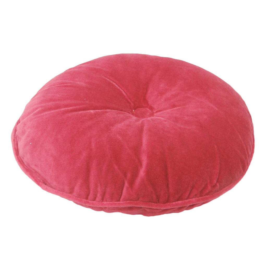 "Round Ottoman Outdoor Pouf Decorative Pillow Back Seat Cushion Crimson Red- 22""