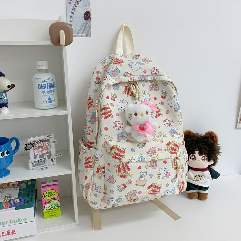 New Casual Backpack Korean Style Ins Simple Backpack Cute Printed Girl Large Capacity Lightweight Student Schoolbag