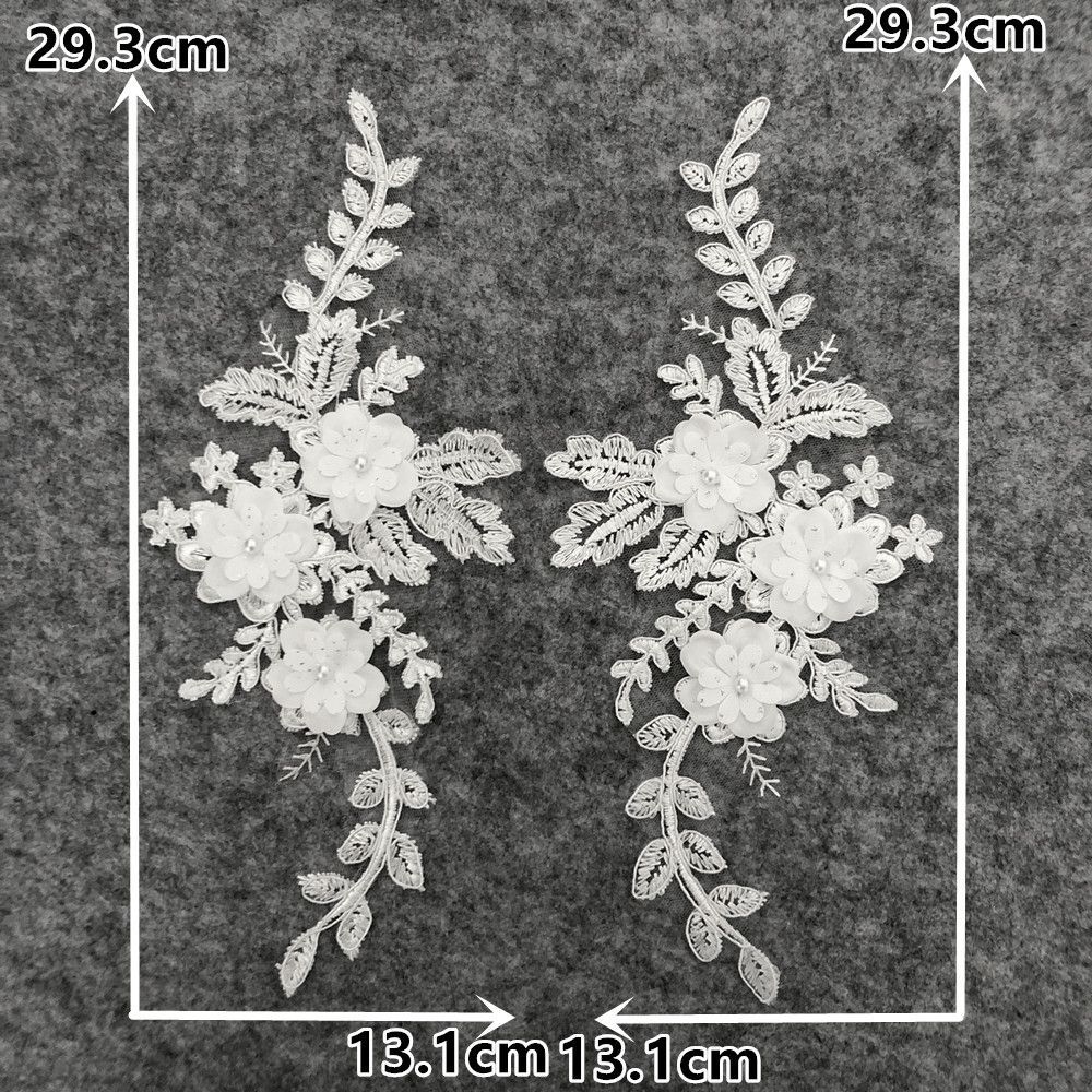 

Black And White I Polyester Hollow Embroidery Beads Drills Sewing Lace Diy Decoration With Clothing Collar Accessories Style 1127-1900 White (1 pair)
