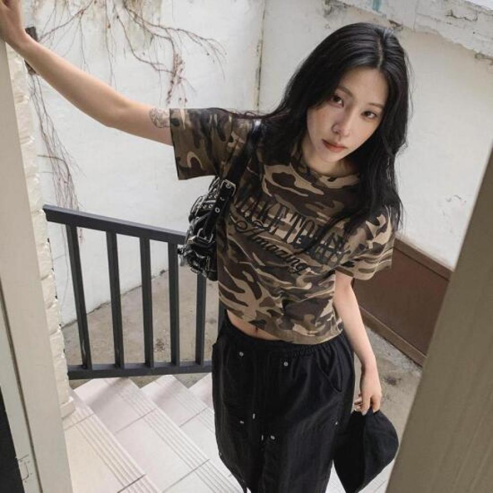 New Arrivals Open Run Women CoTTon PrinT Crop T shirT