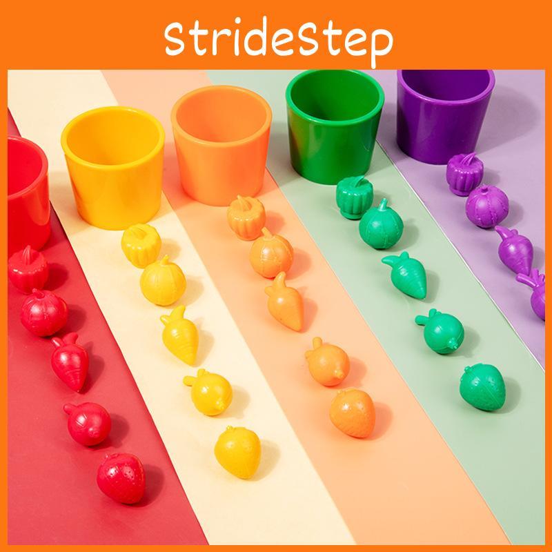 Recognition Wooden Color Fruit Vegetable Sorting Cup Educational Children Toy