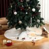 White Knitted Christmas Tree Skirt with Diamond Buttons