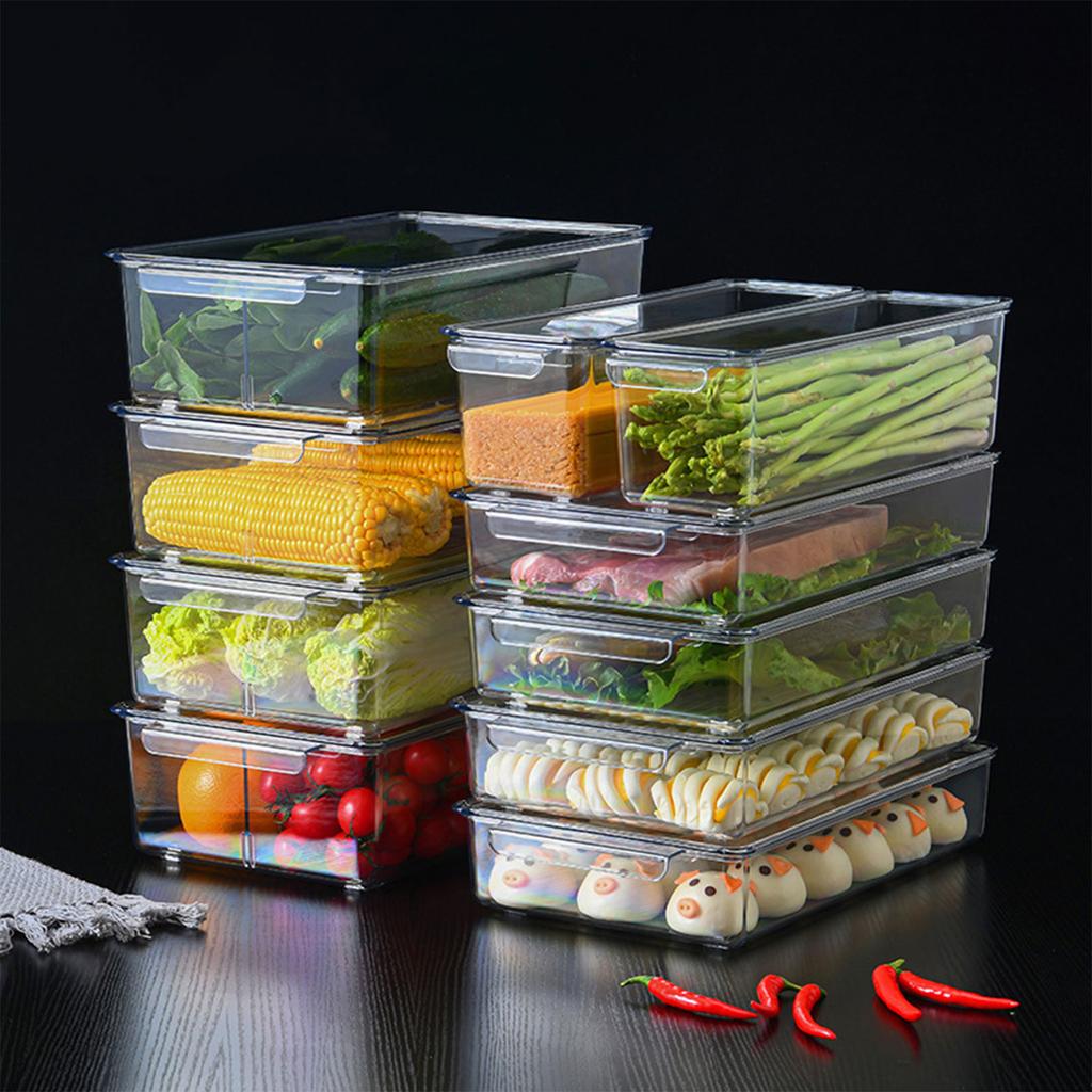 Modular Food Storage Container Transparent PET Refrigerator Organiser Space Efficient Kitchen Cabinet Organiser