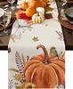 Fall Harvest Pumpkins Linen Table Runners Holiday Party Decor Reusable Kitchen Dining Table Runner Autumn Decorations