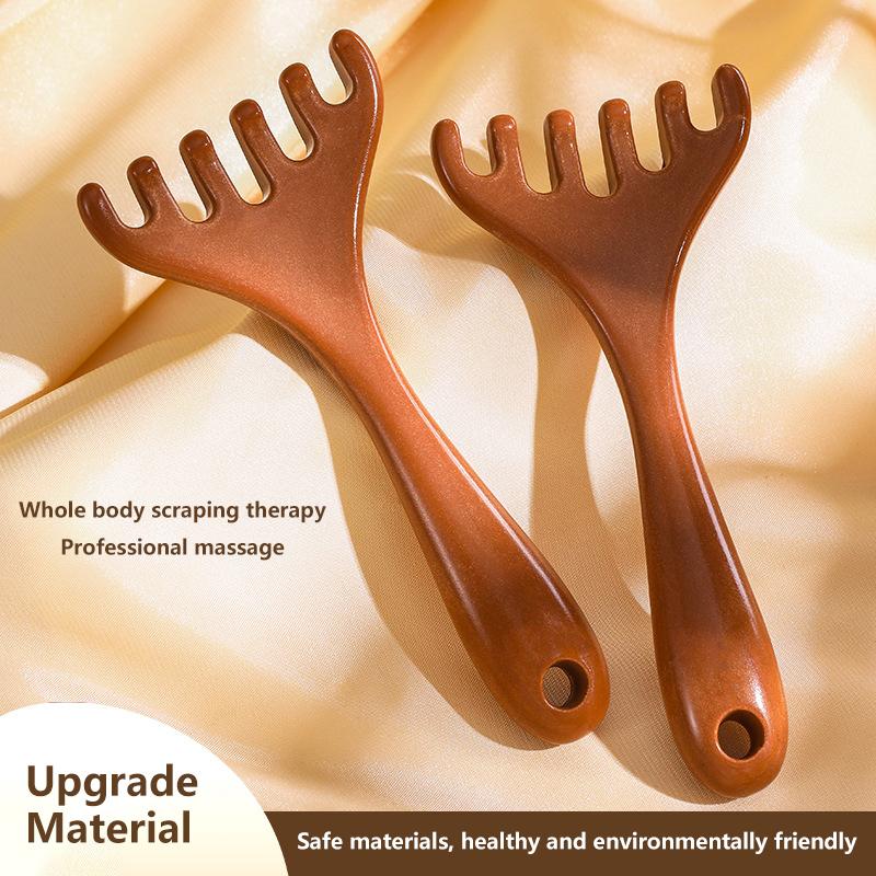 Peine de Masaje Meridiano Corporal Resina Astas de Ciervo Diente Ancho Acupuntura Ayuda Circulación Sanguínea Antiestático Herramienta Suavizante para el Cabello