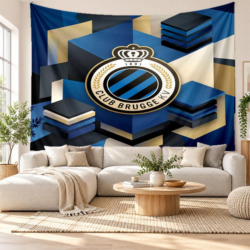 Arazzo da Parete FC Club Brugge, Appeso a Parete in Tessuto Morbido, Sfondo Decorativo per Camera da Letto Arte Murale per la Casa