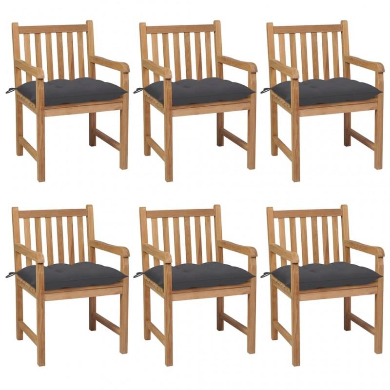 Day and Night - Day and Night Garden Chairs 6 Pcs Solid Teak Wood Anthracite Cushions