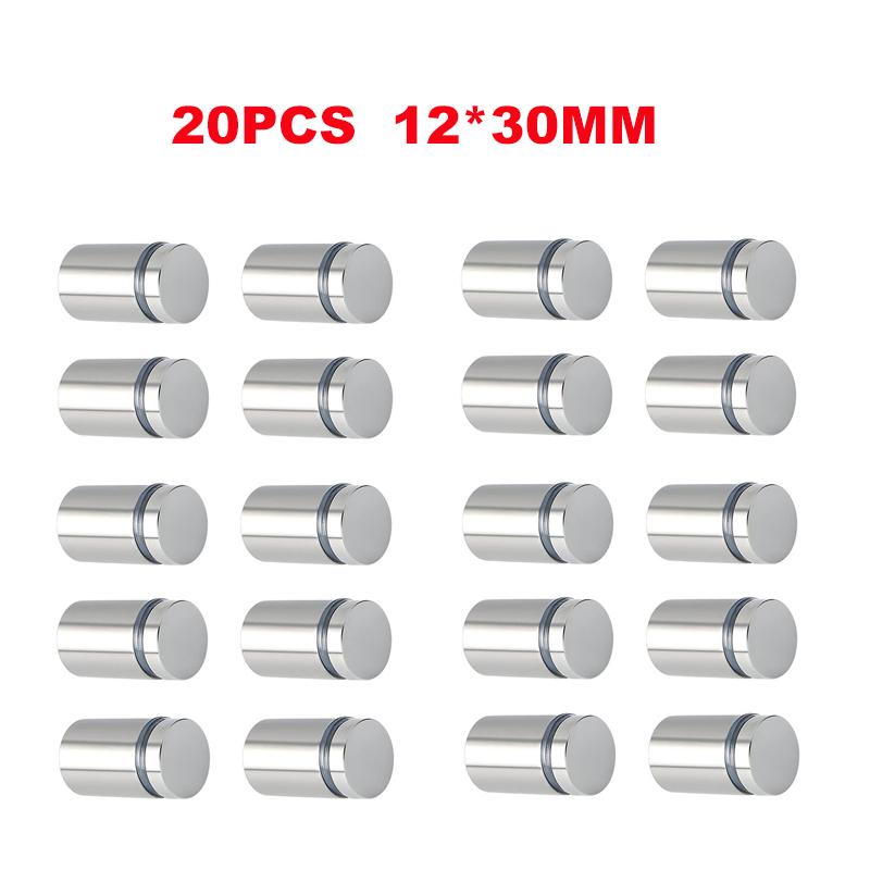 20pcs Advertising Nails 12x20/25/25mm Stainless Steel Screws for Wall Mount Glass/Acrylic Sign Standoff Fixing Screws Hardware