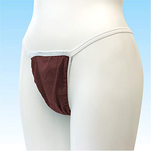 Aducare Disposable T-Back Panties, Brown, 30-Count, One Size Fits All (For Beauty Salons, Massage Parlors, Travel, Hospitalization, Disasters, and Car