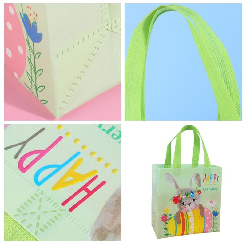 Set of 4 Easters Bags Easters Baskets Easters Craft Bag Reusable Easters Bag Nonwoven Texture for Eggs and Candy Storage