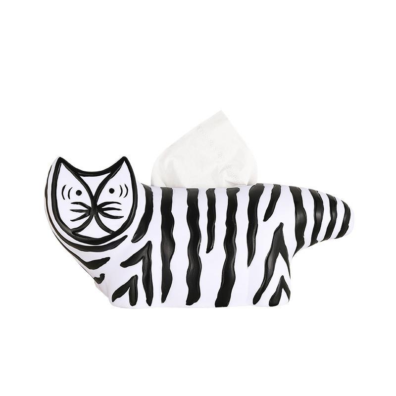 

Aesthetic Striped Cat Tissue Box Creative Cartoon Napkin Holder Decorative Home Ornament for Living Room Bedroom Desktop Cute