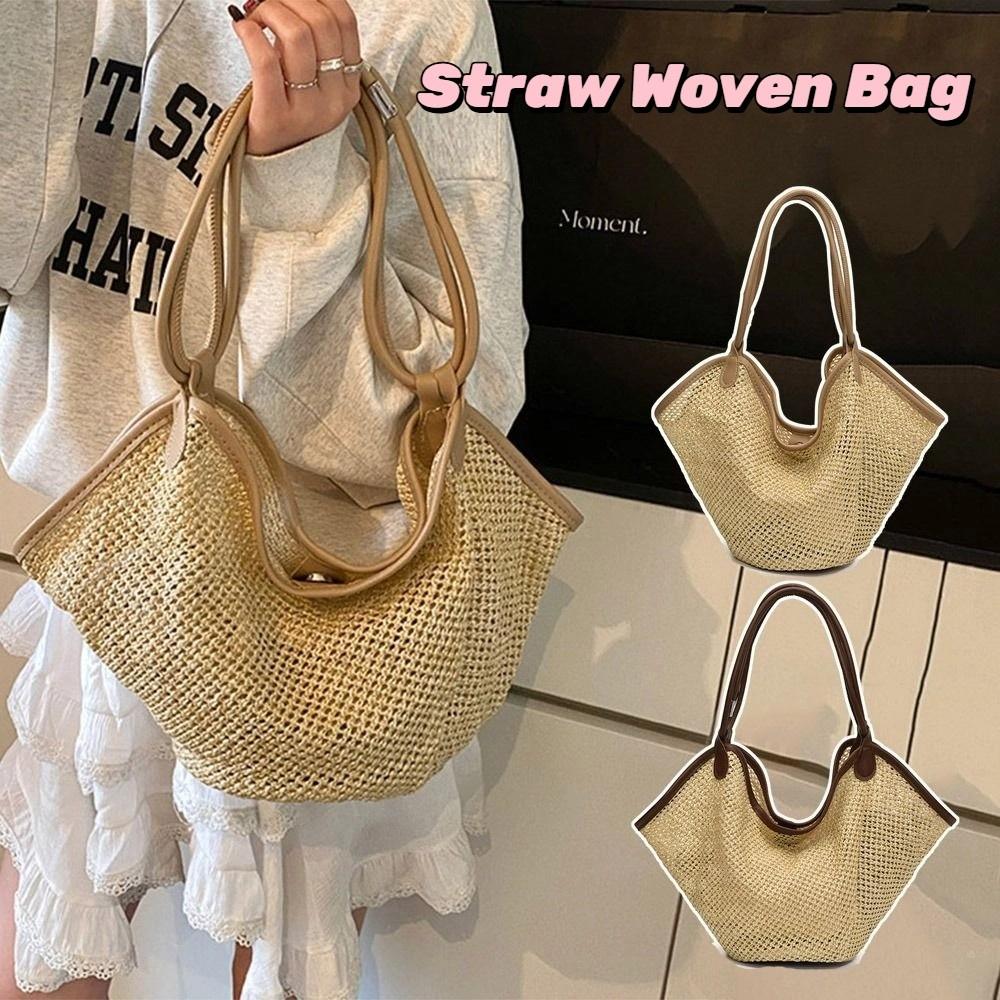 Hollow Out Bohemian Beach Bag Parent Shoulder Bag Hollow Shoulder Bag Straw Woven Bag  Streetwear