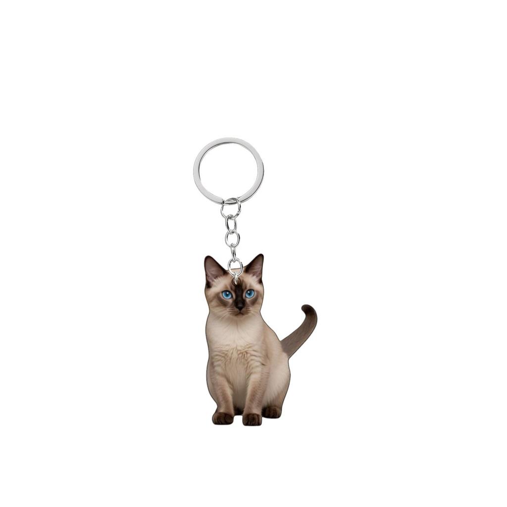 Cute cat keychain, acrylic circular ring accessories, 2D flat double-sided printed pendant